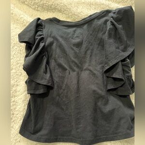 SO Black Short Sleeve Ruffle Top
